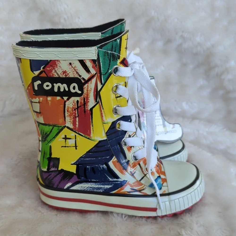 ROMA | Unisex Ilona Kids Art 1 Rainboots, Size 7, Multicolor